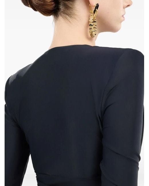 Roberto Cavalli Black Ruched-Detail Midi Dress
