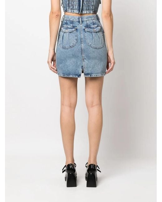 Moschino Blue Fringe-Detail Denim Skirt