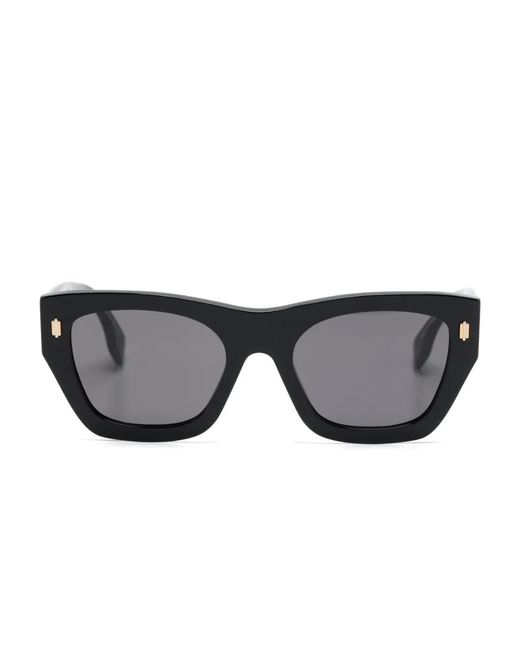 Fendi Black Eckige Sonnenbrille Mit Logo