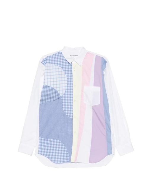 Comme des Garçons Overhemd Met Patchwork En Gingham Ruit in het Blue voor heren