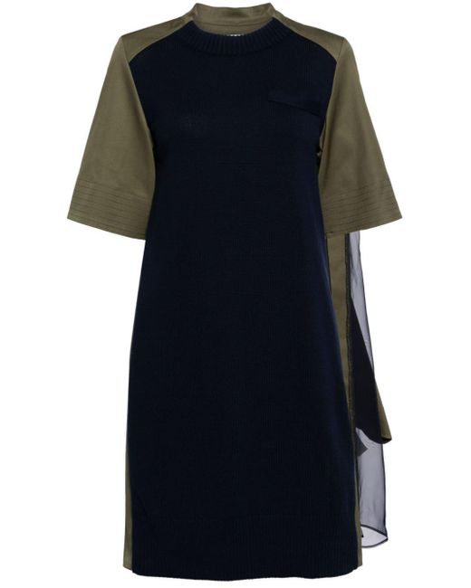 Sacai Blue Panelled T-shirt Dress