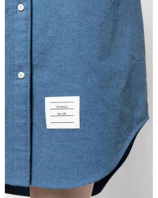 Thom Browne Blue Hemdkleid Mit Logo-Patch