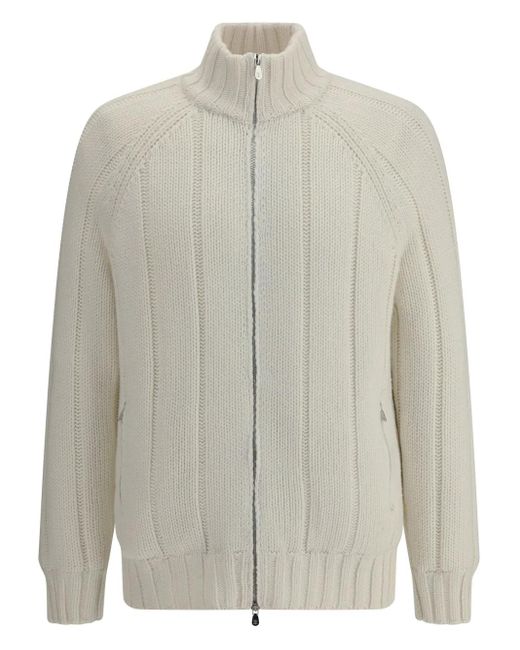 Brunello Cucinelli Geribbeld Kasjmier Vest Met Rits in het White voor heren