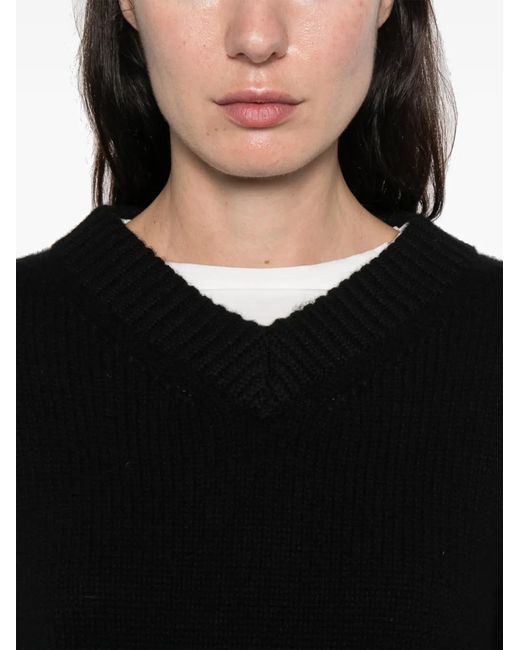 Pull À Col V Soft Goat en coloris Black