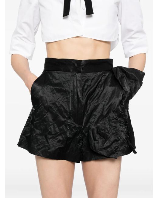 MSGM Black Bow-Embellished Shorts