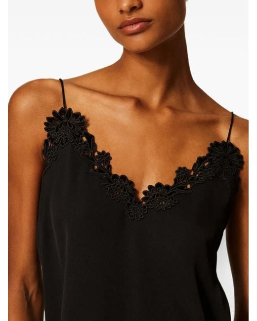 Twinset Black Embroidered Satin Top