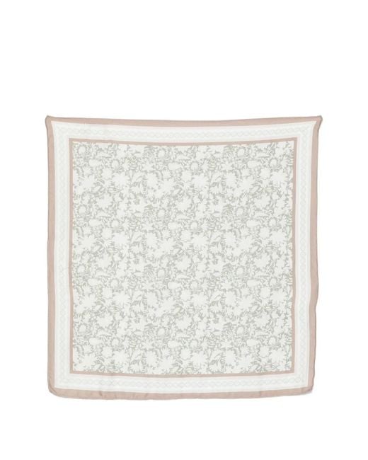 Marc O' Polo White Floral-Print Scarf