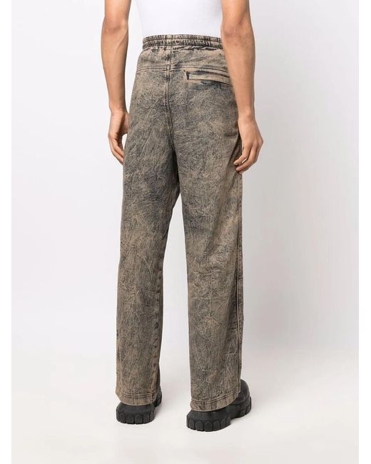 DIESEL Gray Acid-Wash Straight-Leg Trousers for men