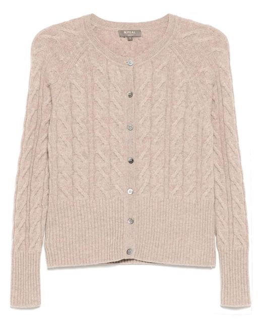 N.Peal Cashmere Natural Myla Cable Cardigan