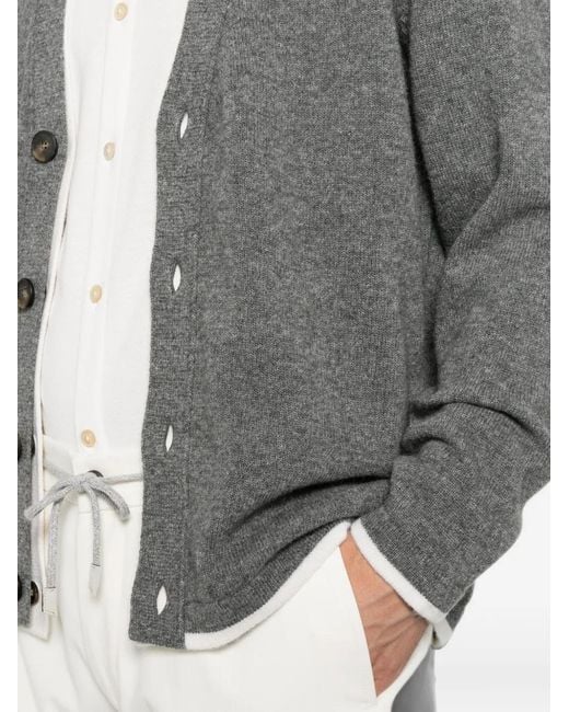 Eleventy Gray Contrast-Trim Cardigan for men