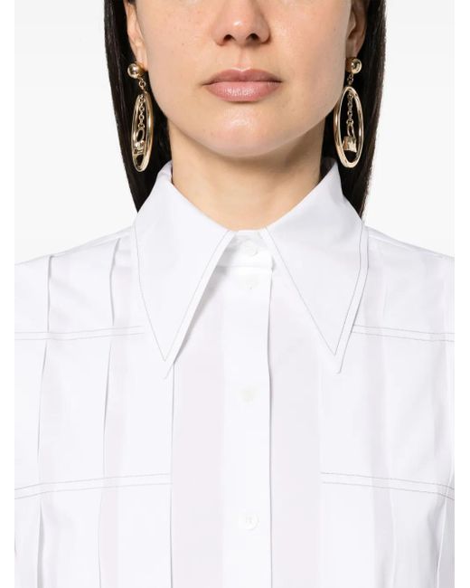 Alberta Ferretti White Pleat-Detail Shirt