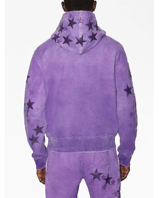 Amiri Purple Star-Patch Spray-Paint-Effect Hoodie for men