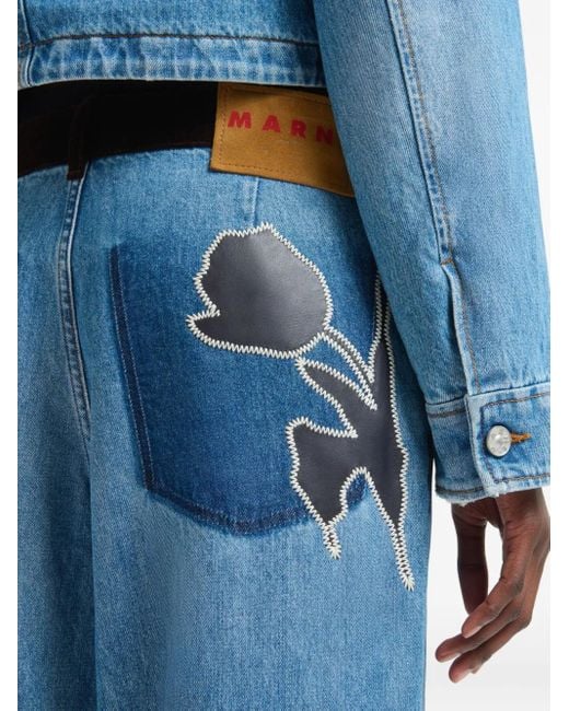 Vaqueros con parche de tulipán Marni de color Blue