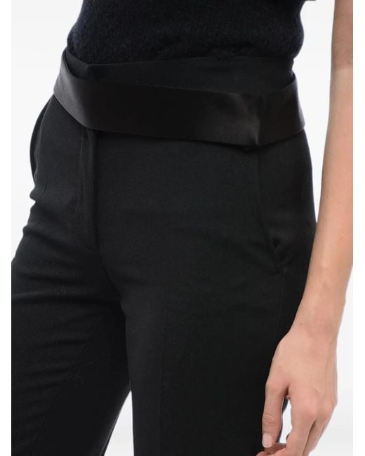 Stella McCartney Black Satin-Band Wool-Blend Trousers