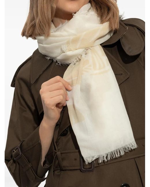 Burberry Natural Ekd Wool Scarf