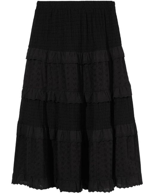 B+ AB Black Tiered Lace-panel Maxi Skirt