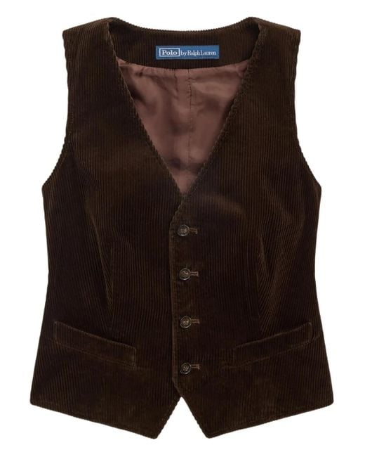 Polo Ralph Lauren Black Corduroy Button-Up Waistcoat