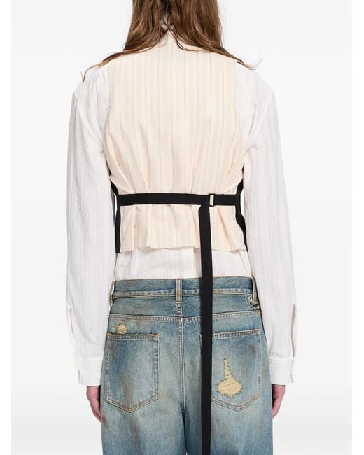 Ann Demeulemeester Blue Gabardine Wool Waistcoat for men