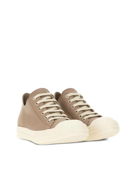 Rick Owens Brown Leather Lace-up Trainers