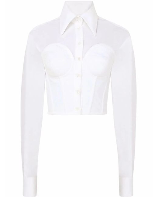 Dolce & Gabbana White Corset-Style Shirt