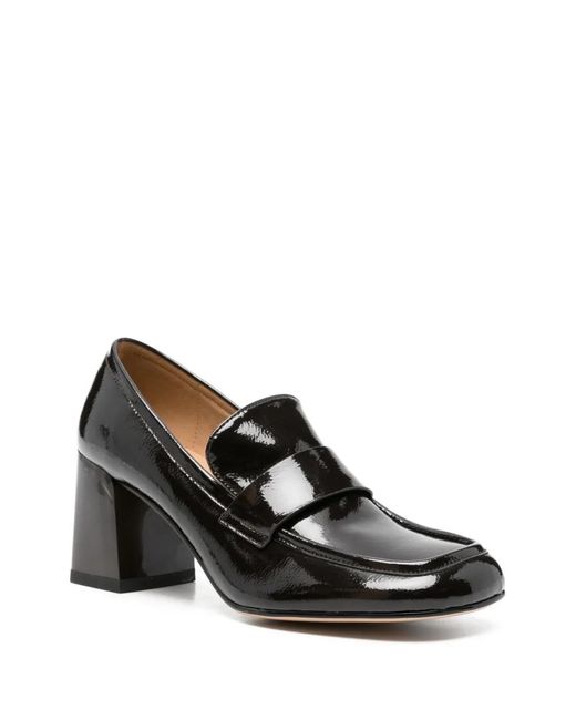 SERGIO MORETTI FIRENZE Black Square-Toe Leather Pumps