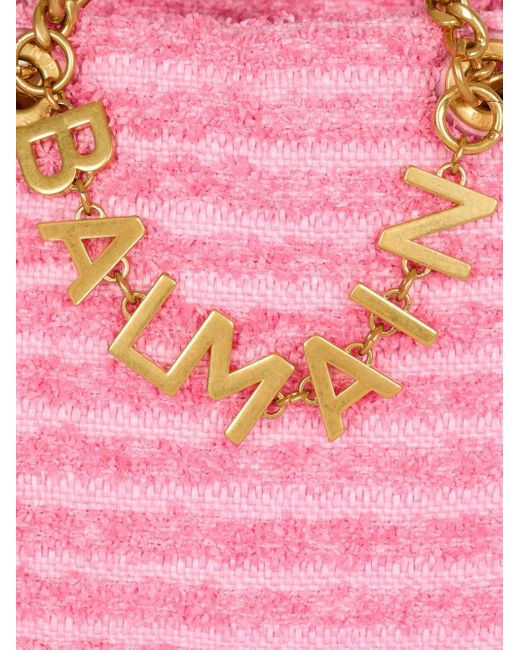 Balmain 1945 Soft Tweed ショルダーバッグ Pink