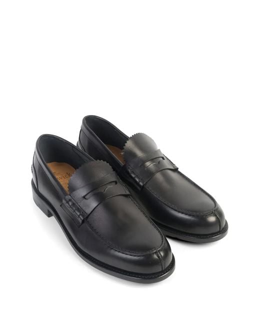 Berwick Shoes Black Serrated-Edge Penny Loafers for men