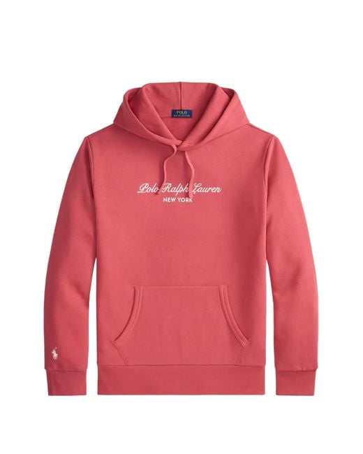 Polo Ralph Lauren Red Logo-Print Drawstring Hoodie for men