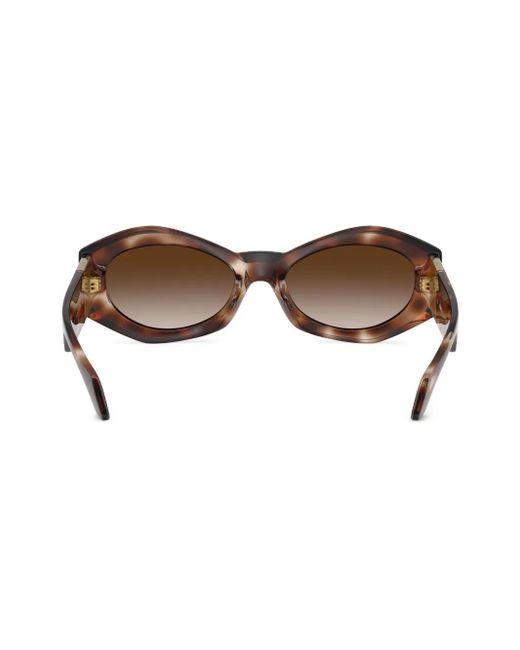 Versace Brown Medusa-Plaque Oval-Frame Sunglasses
