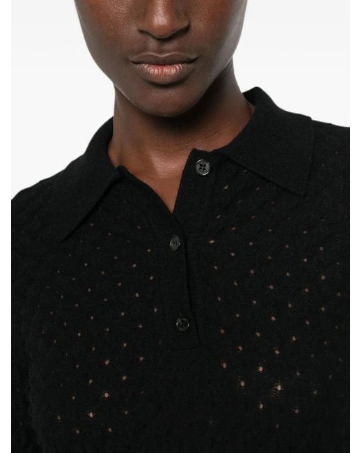 Missoni Black Pointelle-Knit Long-Sleeve Polo Shirt
