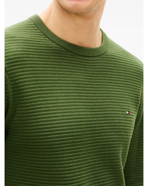 Tommy Hilfiger Green Textured Crewneck Jumper for men