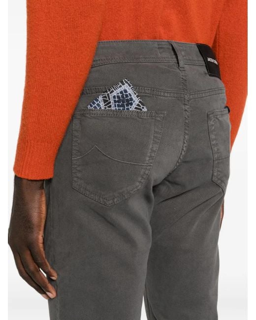 Jacob Cohen Gray Button-Fly Five-Pocket Trousers for men