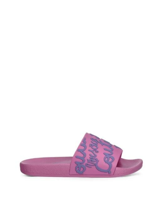 Versace Jeans Couture Purple Logo-Embossed Slides