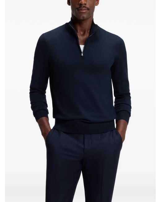 Boss Blue Pull À Col Zippé for men