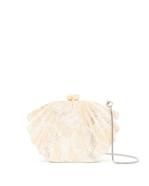 Isla Schoudertas Met Textuur En Schakelkettinghengsel in het Natural