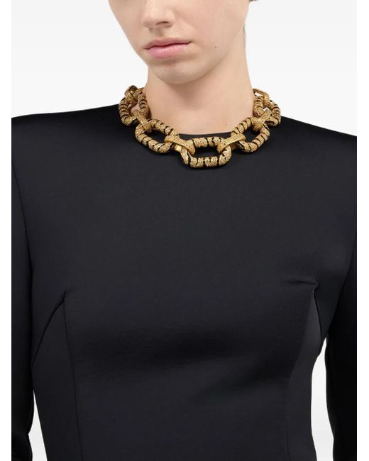 Roberto Cavalli Metallic Crystal-Embellished Tiger-Stripe Necklace