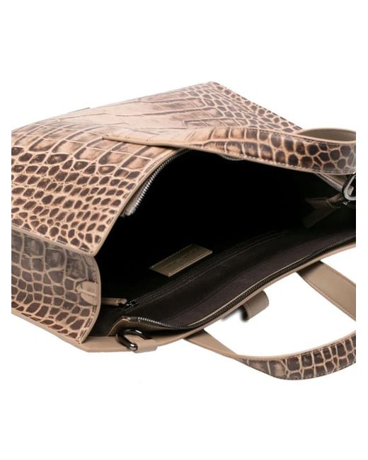 Bolso shopper con efecto de piel de cocodrilo Emporio Armani de hombre de color Brown