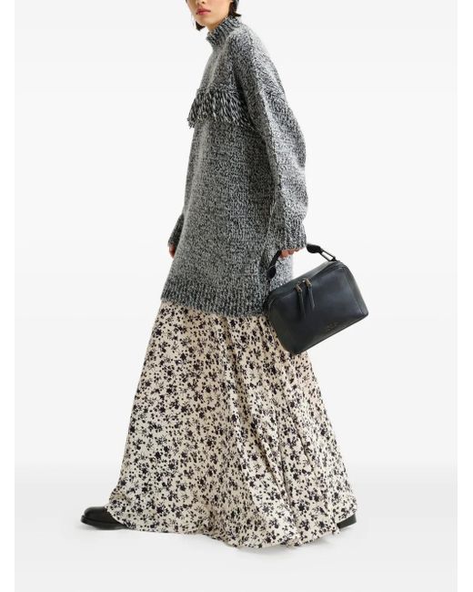 Essentiel Antwerp Gray And Wool-Blend Sweater With Fringe Details