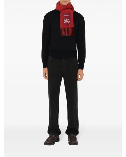 Burberry Red Check-Label Cashmere Scarf
