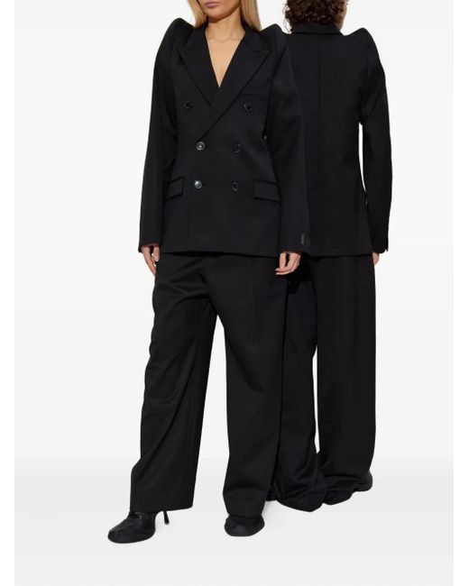 Vetements Black Padded-Shoulder Double-Breasted Jacket