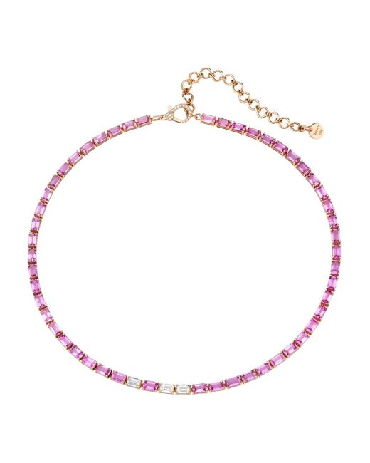 SHAY Pink 18Ct Rose Sapphire And Diamond Tennis Necklace