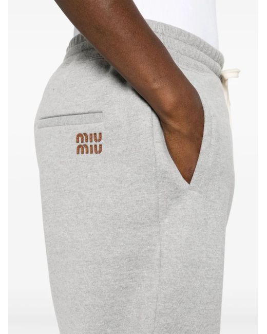 Pantalon De Jogging À Patch Logo Miu Miu en coloris Gray