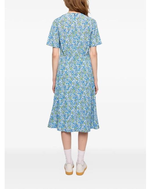 Zadig & Voltaire Blue Rhodral Floral-Print V-Neck Midi Dress