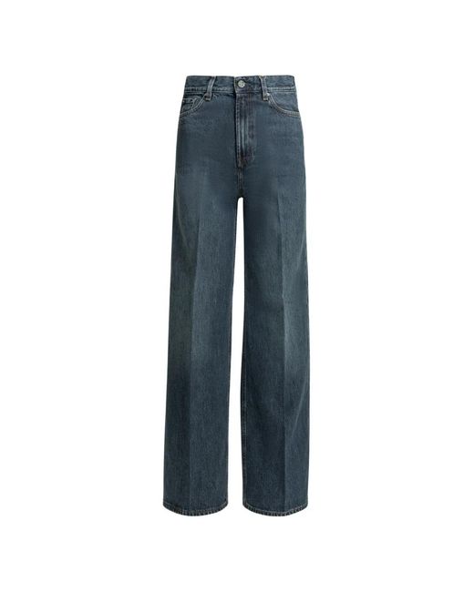 Totême Blue Pressed-Crease Wide-Leg Jeans