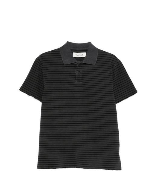 TONYWACK Black Striped Polo Shirt for men