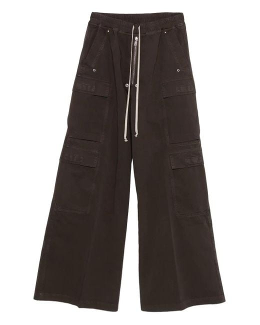 Rick Owens Black Double Cargo Jumbo Belas Trousers for men