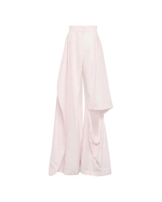 A.W.A.K.E. MODE Pink Slit-Knee Draped Trousers