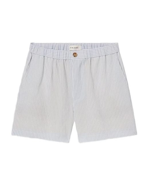 メンズ FRAME ストライプ ショートパンツ White