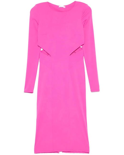 Patrizia Pepe Uitgesneden Midi-Jurk in het Pink