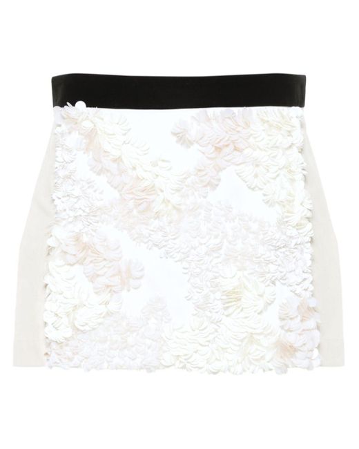 Plan C White Sequin-embellished Mini Skirt